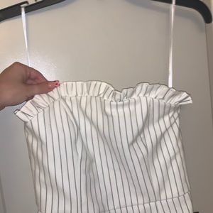 Strapless pinstripe dress